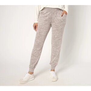 AnyBody Hacci Joggers Size Medium Regular Crossover Waistband Smokey Taupe Cozy